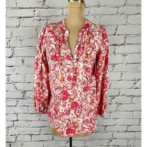 Lily Pulitzer Blouse Womens S Button-up Paisley Colorful office casual corporate